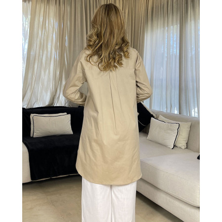 Chemise en popeline avec poche en strass