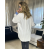 chemise rayée en lin avec poche en jean