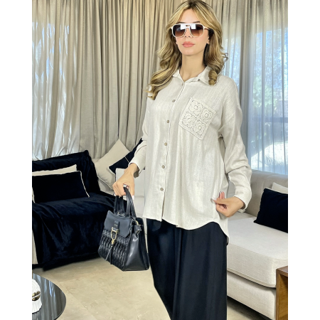 Chemise en lin avec poche brodé