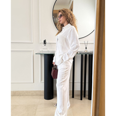 Ensemble en lin avec poche brodé