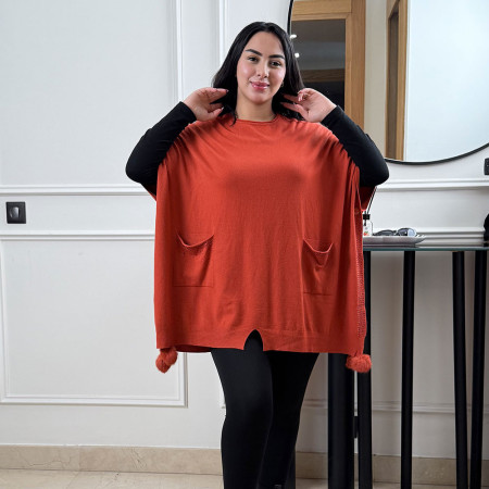 Poncho en maille fine