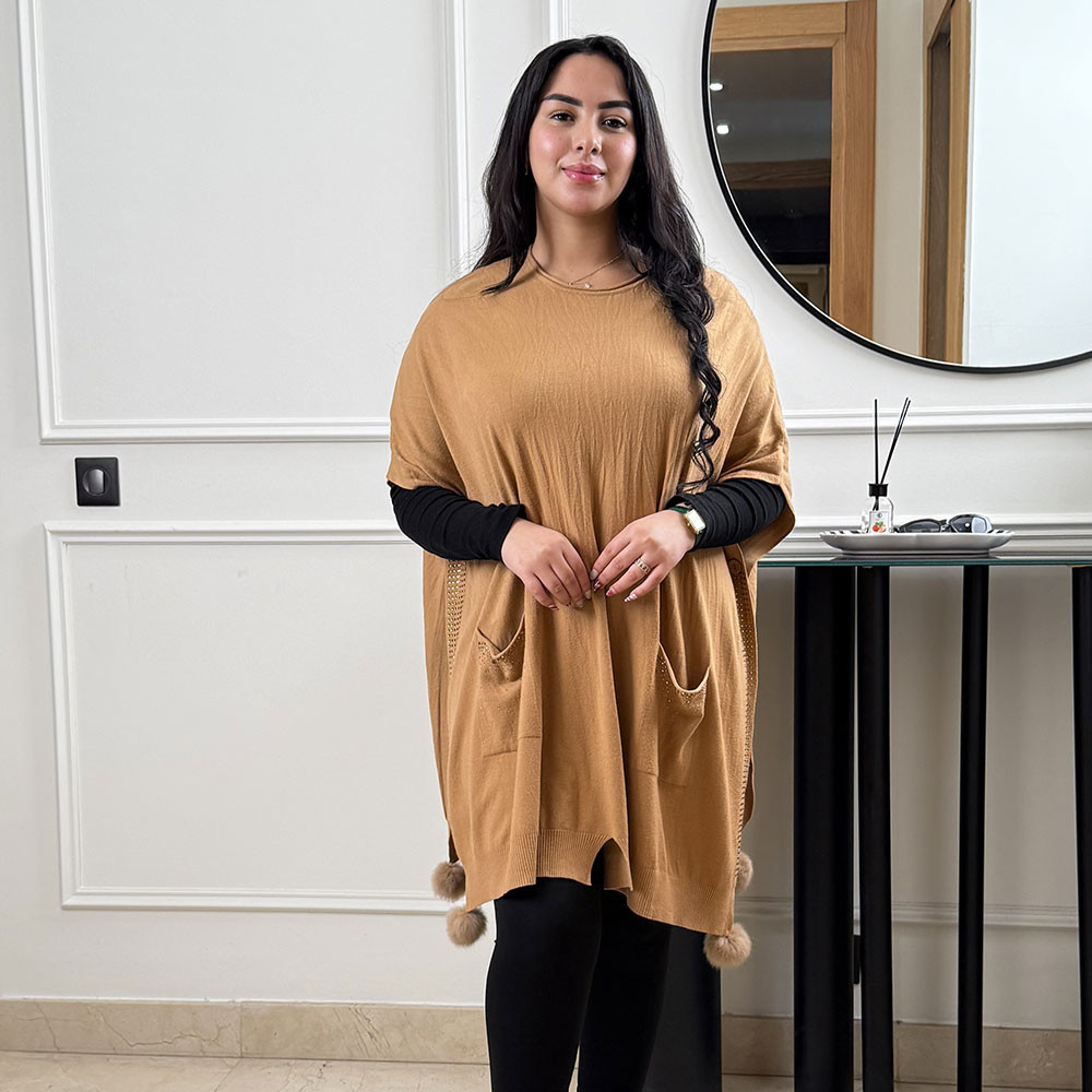 Poncho en maille fine