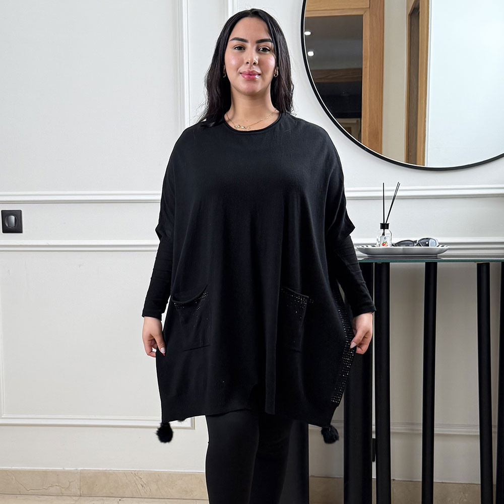 Poncho en maille fine