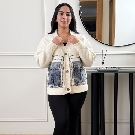 Veste en maille et jeans