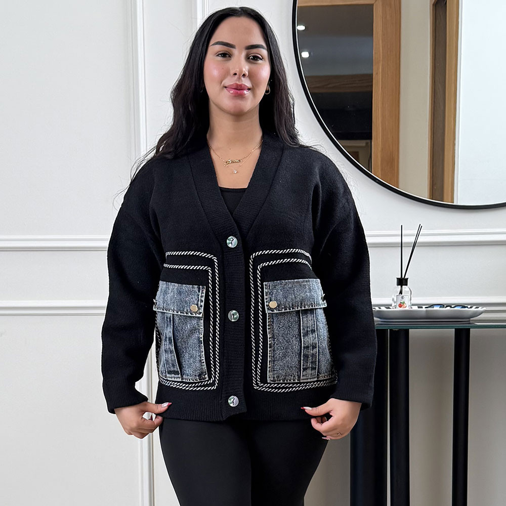 Veste en maille et jeans