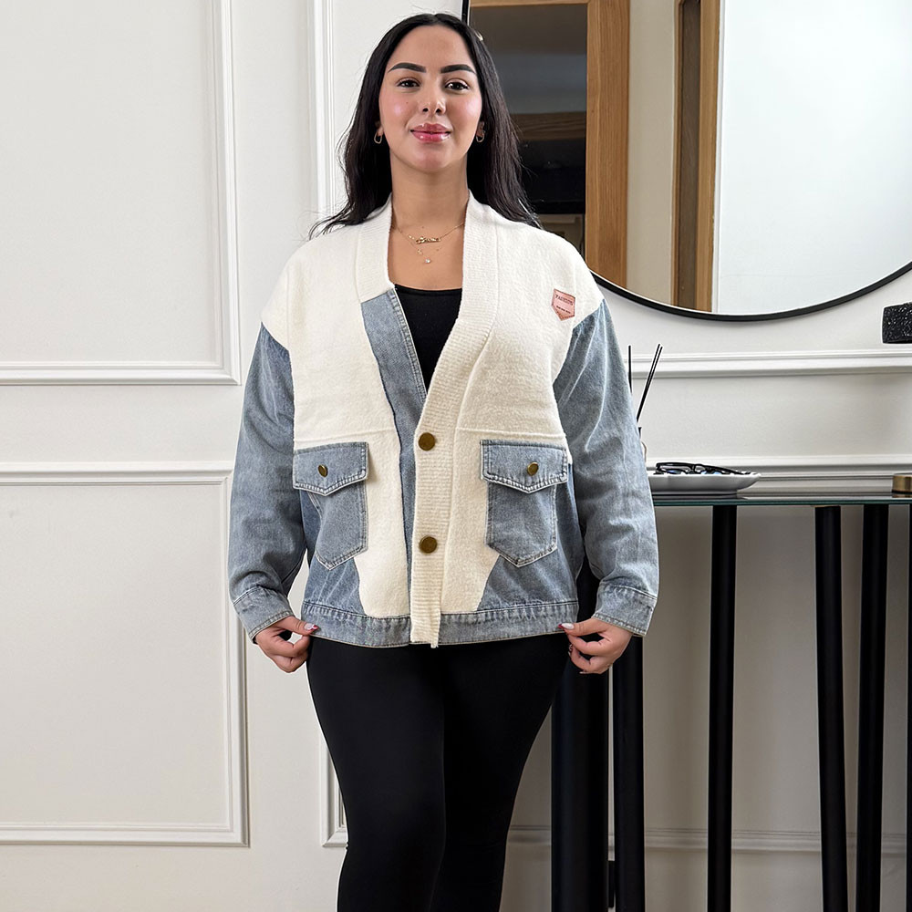 Veste en maille et jeans