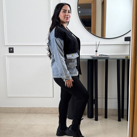 Veste en maille et jeans