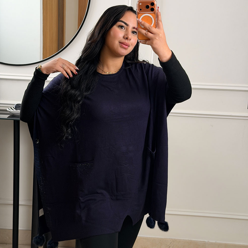 Poncho en maille fine