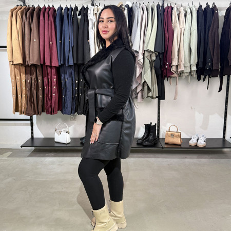 Gilet en simili cuir