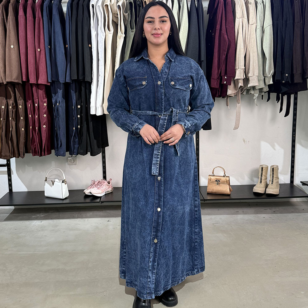 Chemise robe en jeans