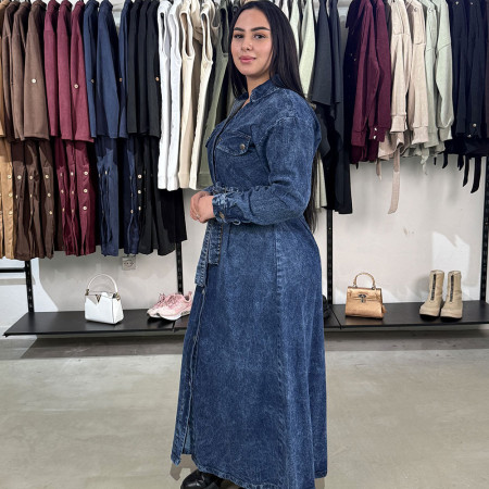 Chemise robe en jeans