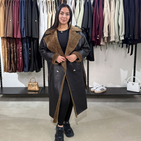 Manteau en cuir et bouclette