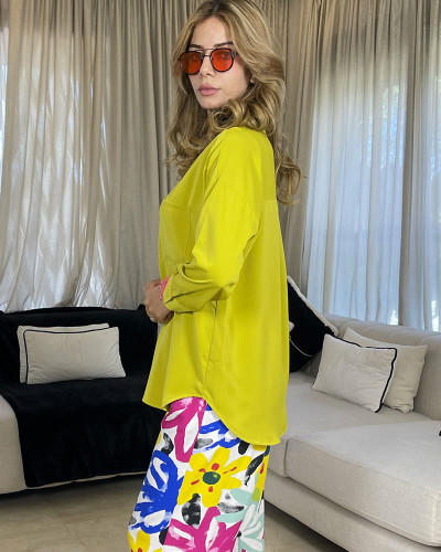 Chemise en crepe de soie avec poche