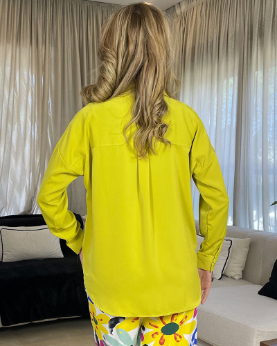 Chemise en crepe de soie avec poche