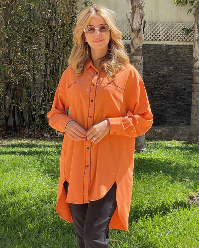 Chemise longue en crepe de soie