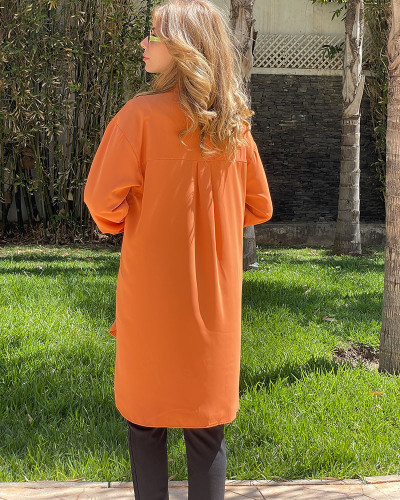 Chemise longue en crepe de soie