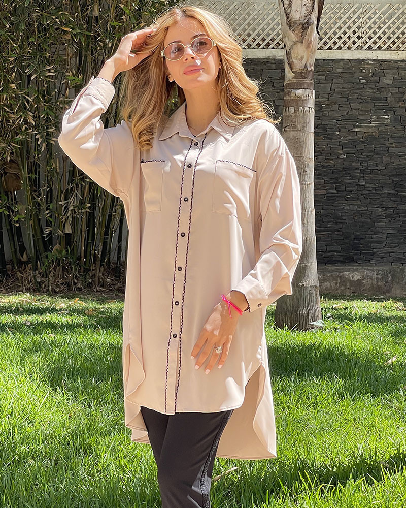 Chemise longue en crepe de soie