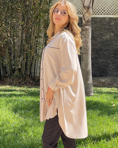 Chemise longue en crepe de soie
