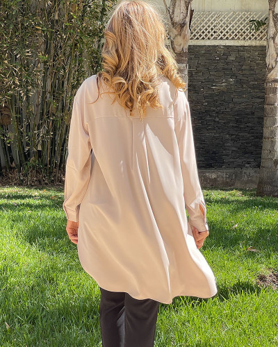 Chemise longue en crepe de soie