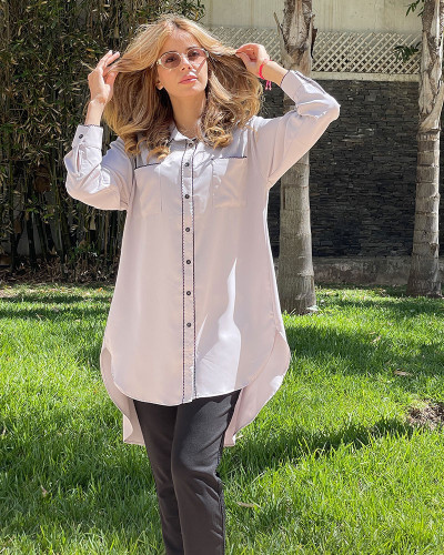 Chemise longue en crepe de soie