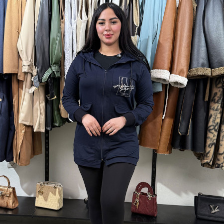 Haut de survêtement imprimé carreau avec capuche