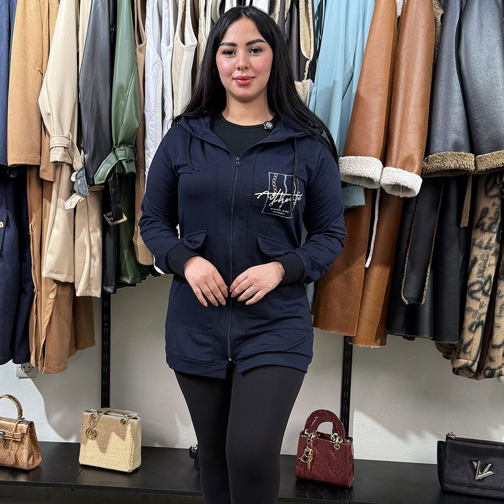 Haut de survêtement imprimé carreau avec capuche