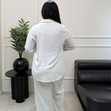 Ensemble en lin avec poche brodé