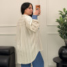 chemise rayée en lin avec poche en jean
