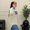 chemise rayée en lin avec poche en jean