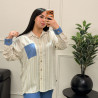 chemise rayée en lin avec poche en jean