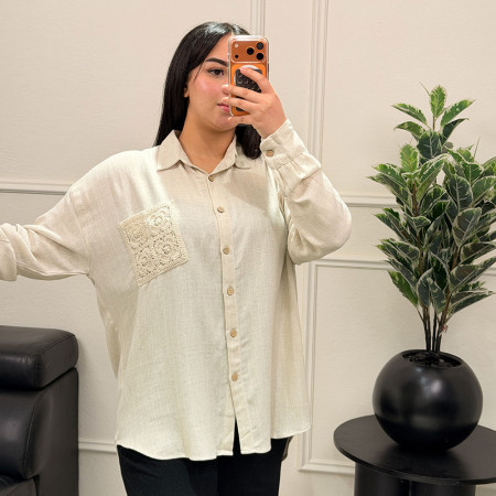 Chemise en lin avec poche brodé