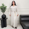 Chemise robe rayée en lin