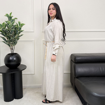 Chemise robe rayée en lin