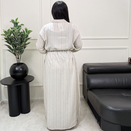 Chemise robe rayée en lin