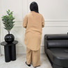 Ensemble en lin avec plume en strass