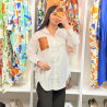 Chemise en popeline avec poche en simili cuir
