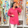 Chemise en popeline avec poche en strass