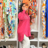 Chemise en popeline avec poche en strass