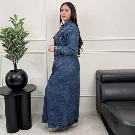 Chemise robe en jeans