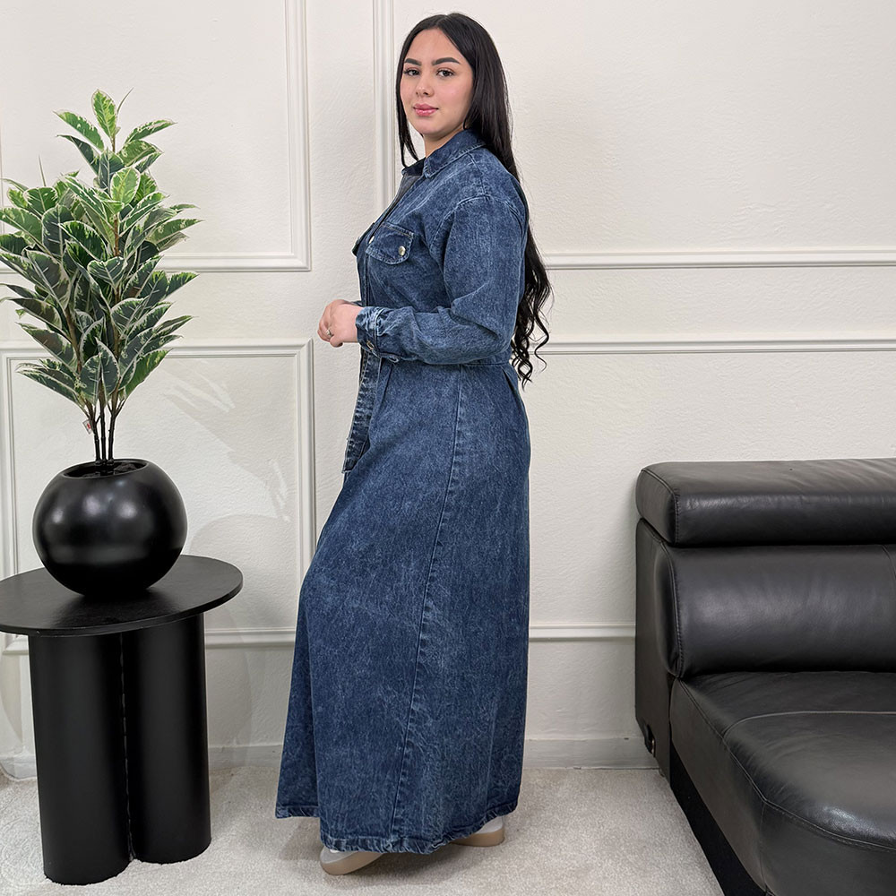 Chemise robe en jeans