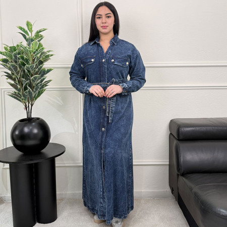 Chemise robe en jeans