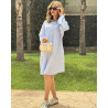 Chemise robe rayée en lin