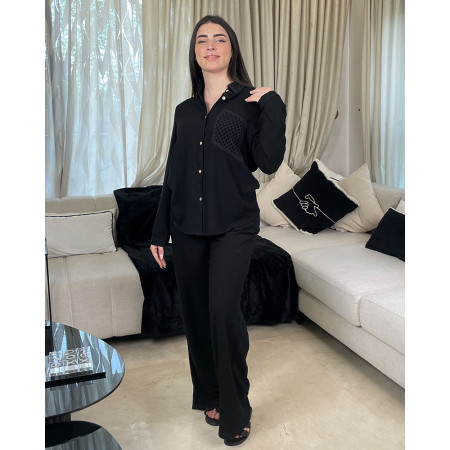 Ensemble en lin avec poche brodé