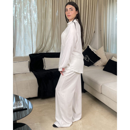 Ensemble en lin avec poche brodé