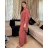 Ensemble en lin avec plume en strass