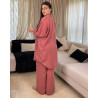 Ensemble en lin avec plume en strass