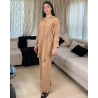Ensemble en lin avec plume en strass