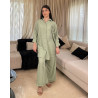 Ensemble en lin avec plume en strass