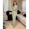 Ensemble en lin avec plume en strass