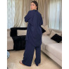 Ensemble en lin avec plume en strass